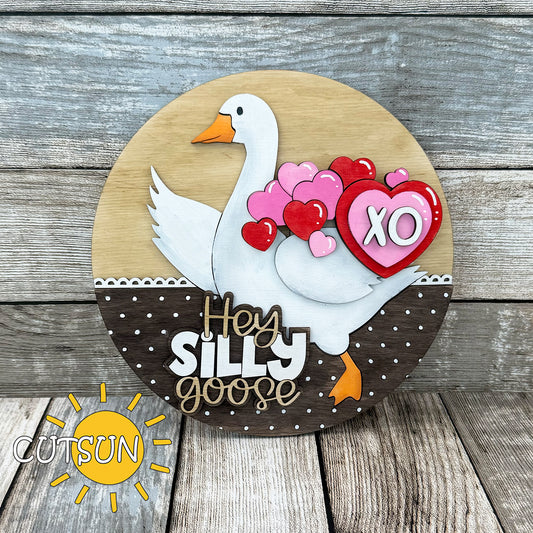 Laser cut Valentine’s Day SVG add-on with hearts and XO for Interchangeable Goose Door Hanger – digital file for welcome sign projects