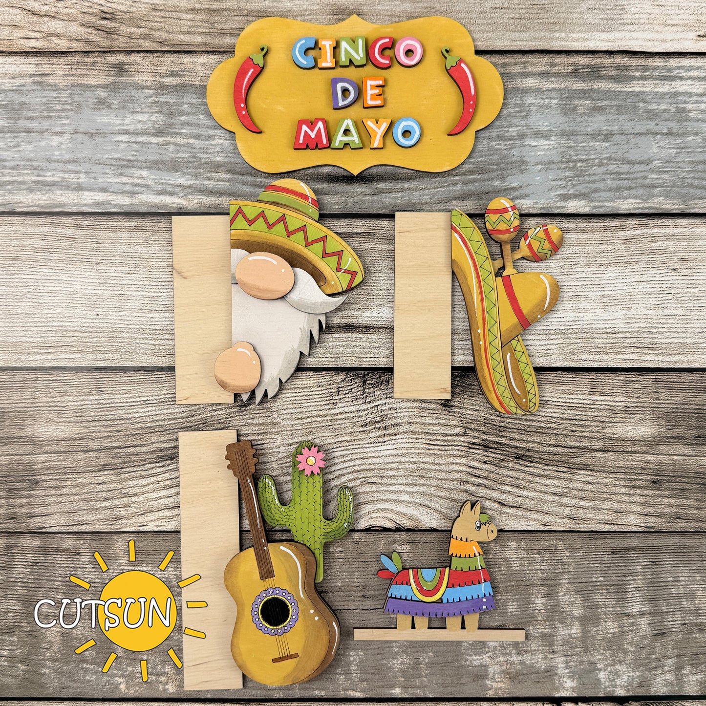 Cinco de Mayo Vertical Porch Leaner Add-On SVG | Interchangeable Fiesta Decor Laser Cut File