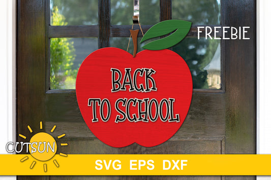 Back to school door hanger SVG | Back to school Apple door sign SVG FREEBIE