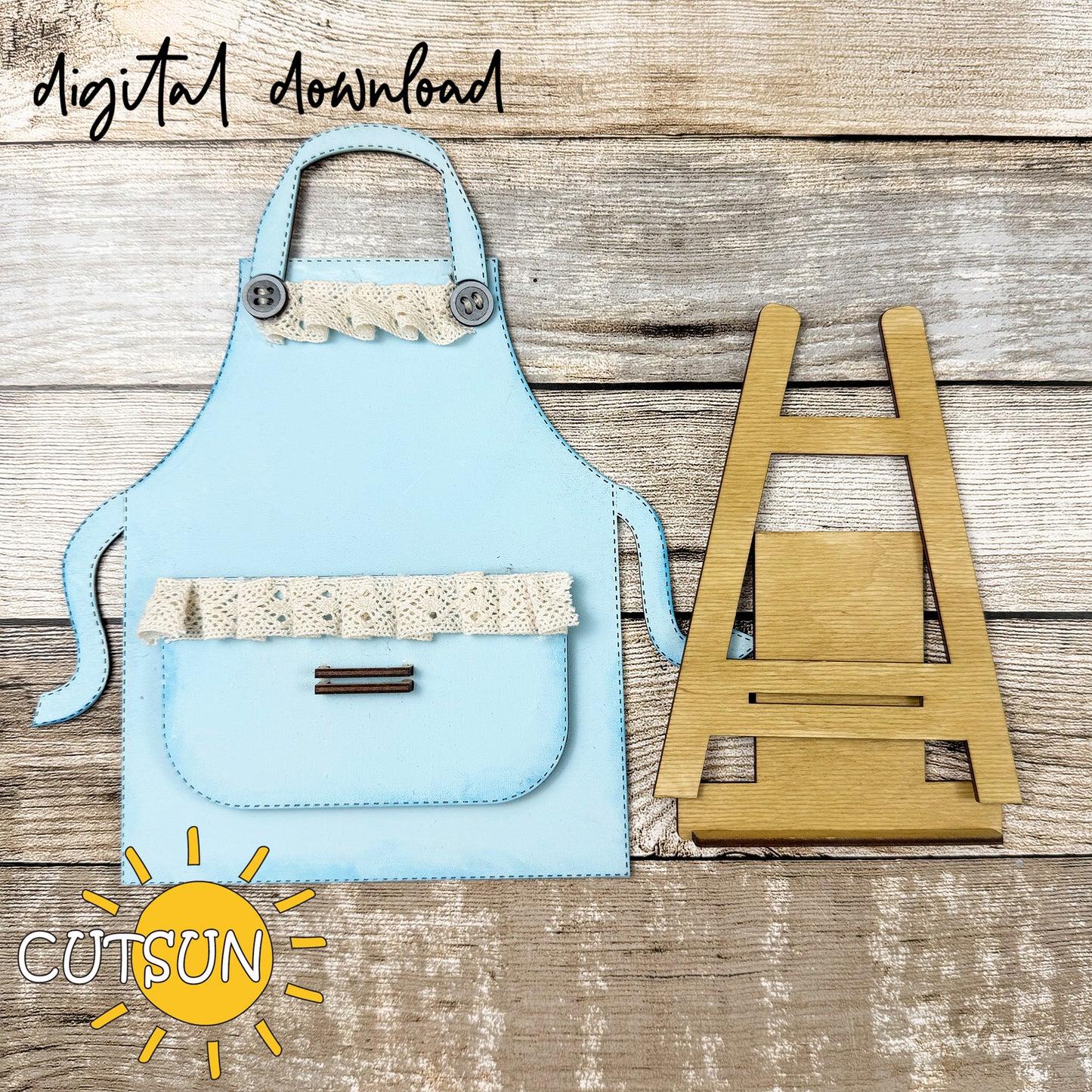Interchangeable Apron SVG Base for Rustic Shelf Sitter | Cozy Kitchen Tabletop Decor