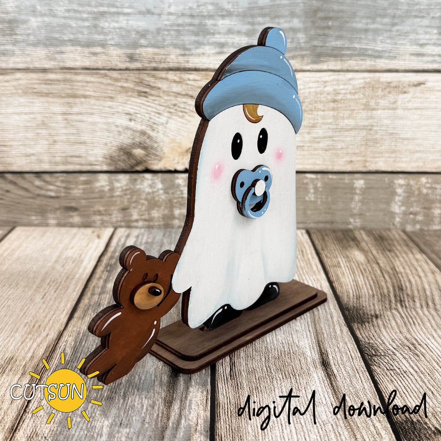 Baby Boo Duo SVG – Cute Ghost Shelf Sitters with Teddy Bear and Rag Doll