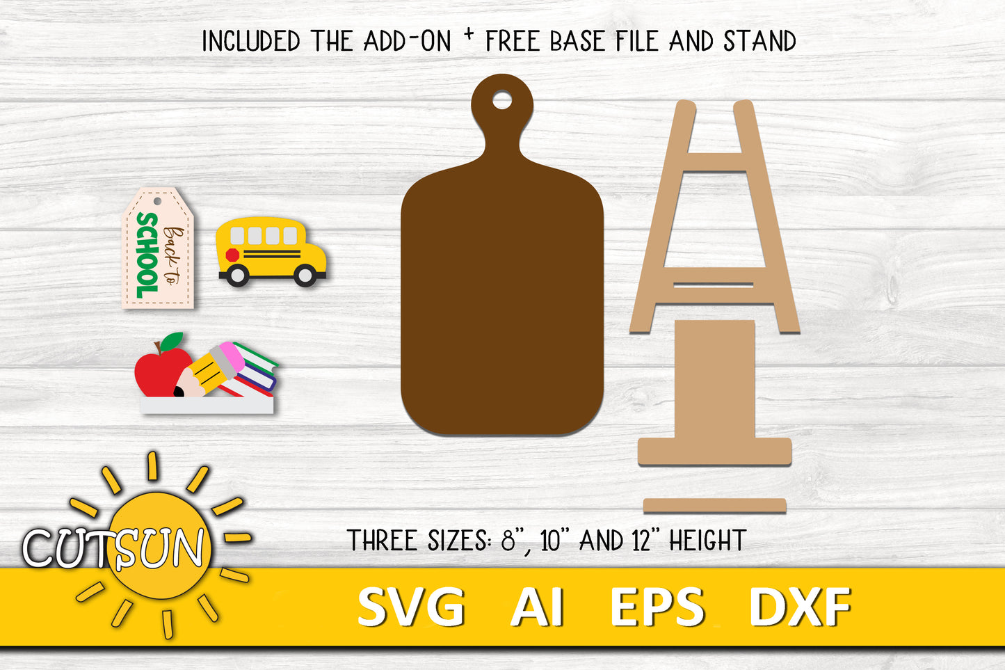 Back to School Cutting board Add-on and Interchangeable Cutting board decor SVG Glowforge SVG Laser cut file