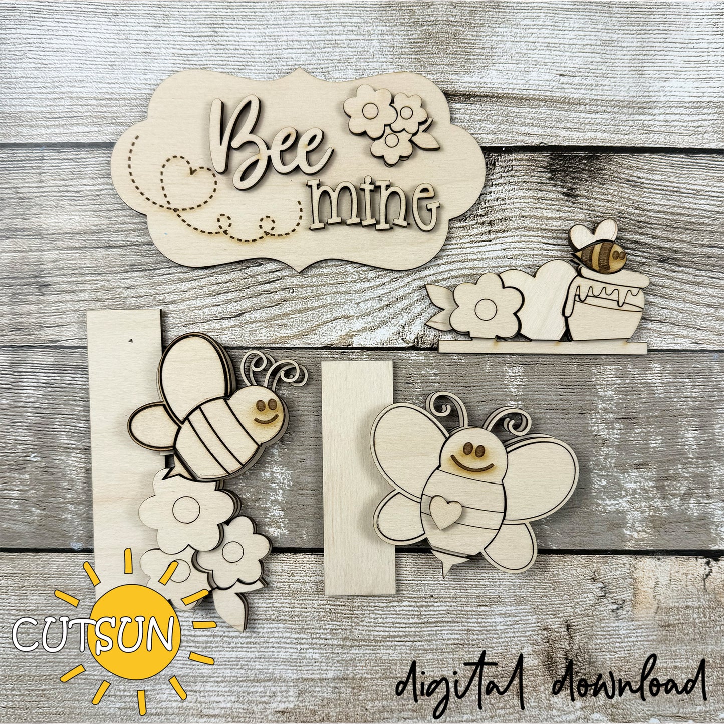 Bee Mine Valentine Porch Sign SVG | Interchangeable Vertical Welcome Sign | Valentine’s Day Porch Leaner SVG | Laser Cut File