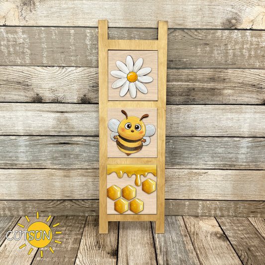 Bee Leaning Signs SVG Bundle – Hi Honey Tiered Tray Decor | Spring Summer Laser Cut Files