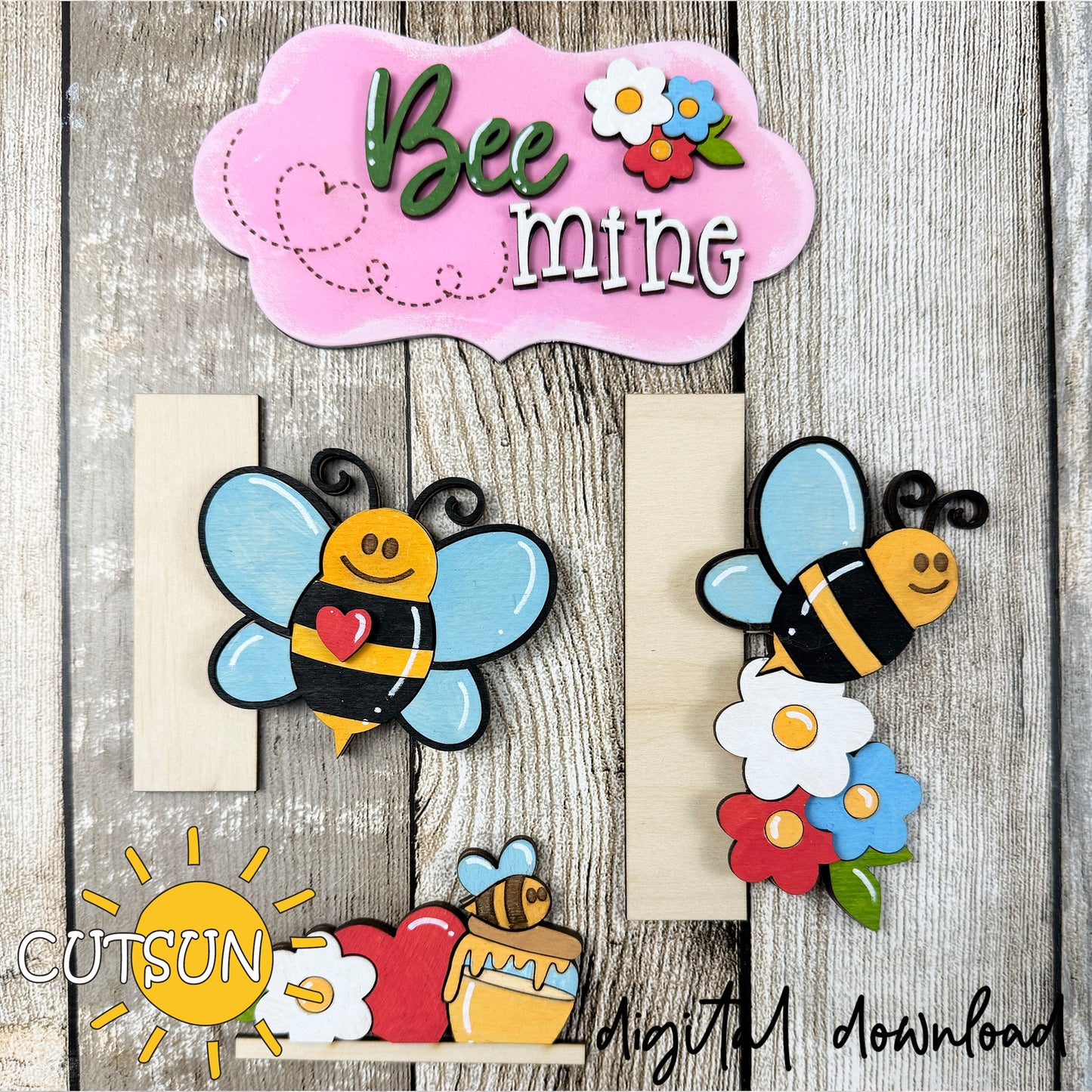 Bee Mine Valentine Porch Sign SVG | Interchangeable Vertical Welcome Sign | Valentine’s Day Porch Leaner SVG | Laser Cut File