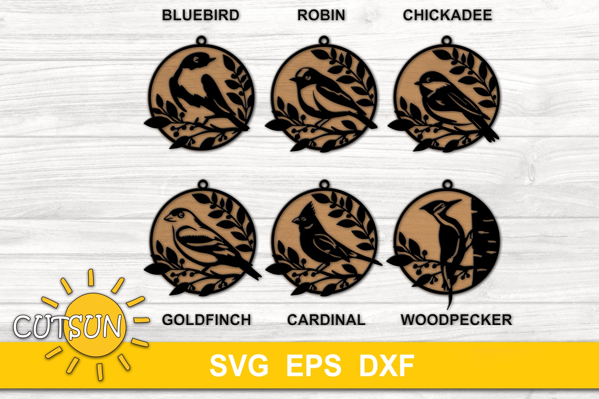 Birds ornaments SVG laser cut file