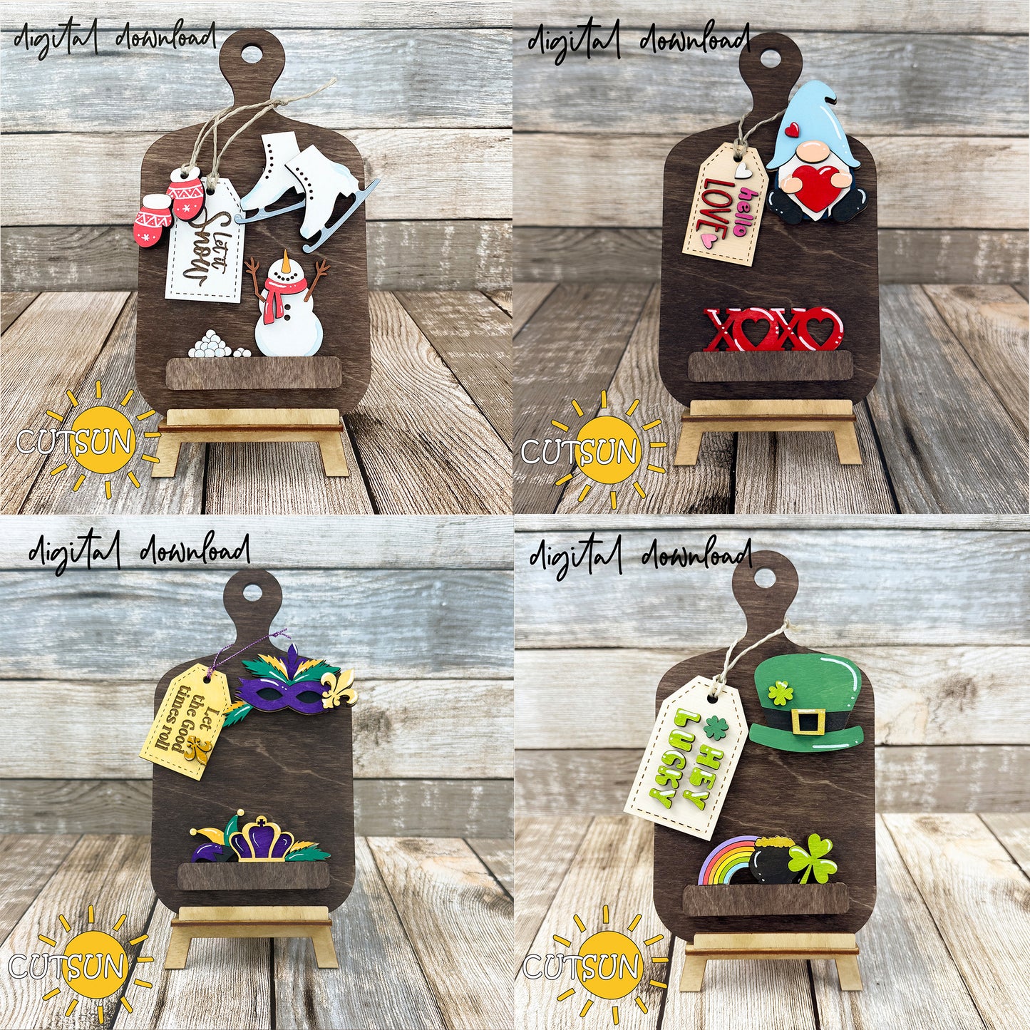 Interchangeable Cutting board SVG Bundle Vol. 1 | Kitchen Shelf decor svg | Laser cut file