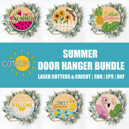 Summer-themed door hanger bundle with decorative elements on a white background.