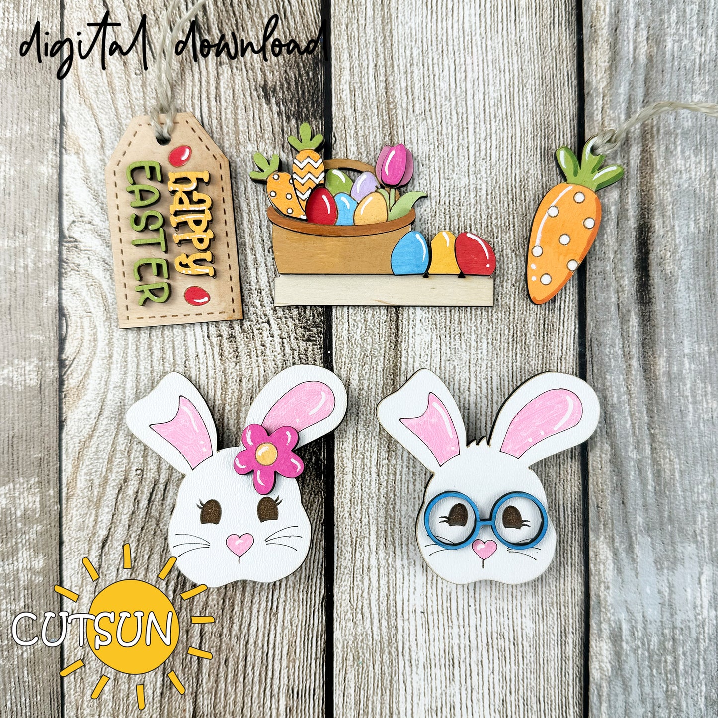 Easter Bunny Interchangeable Cutting Board Decor | Easter Shelf Decor | Laser Cut File