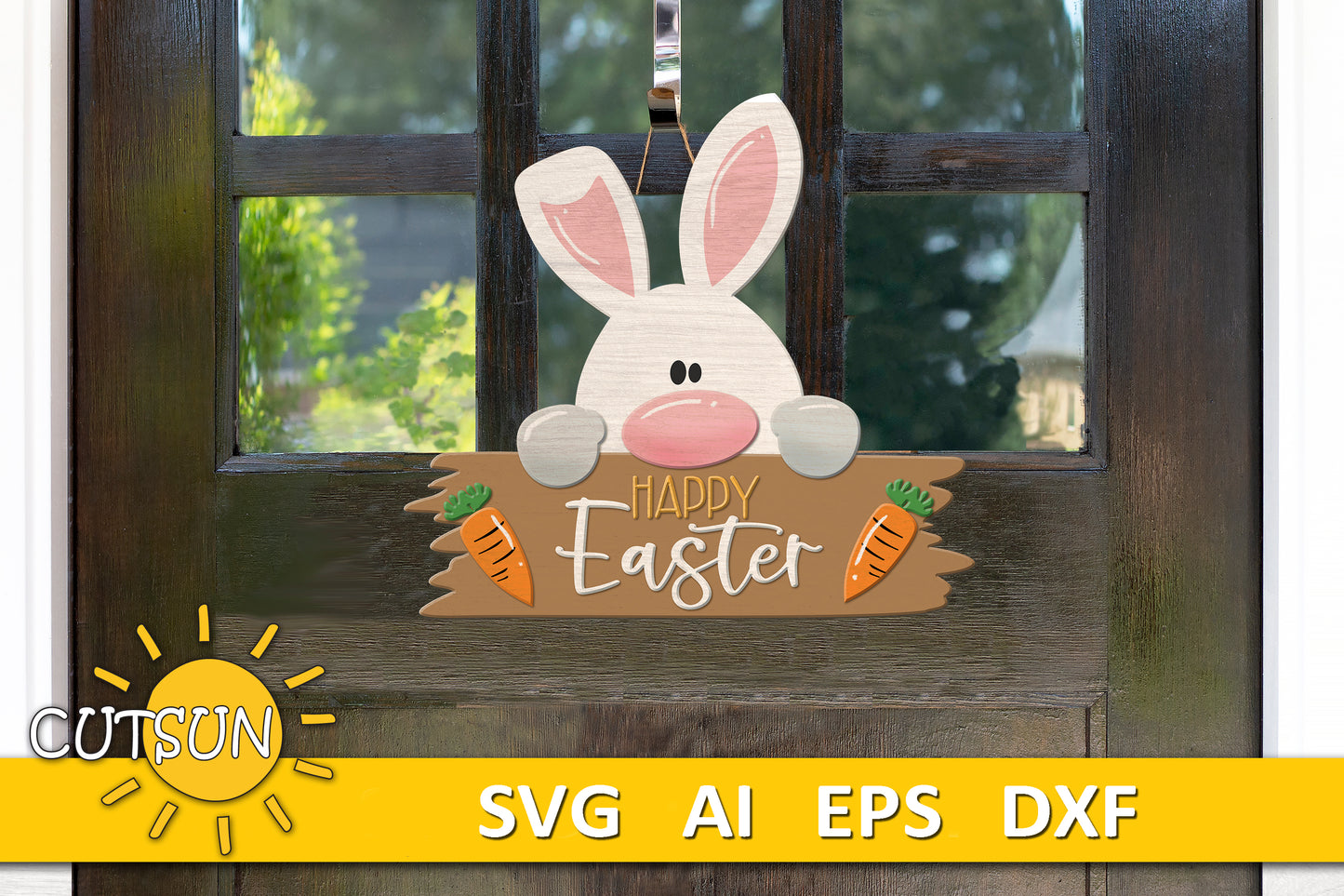 Easter Bunny door hanger Happy Easter svg