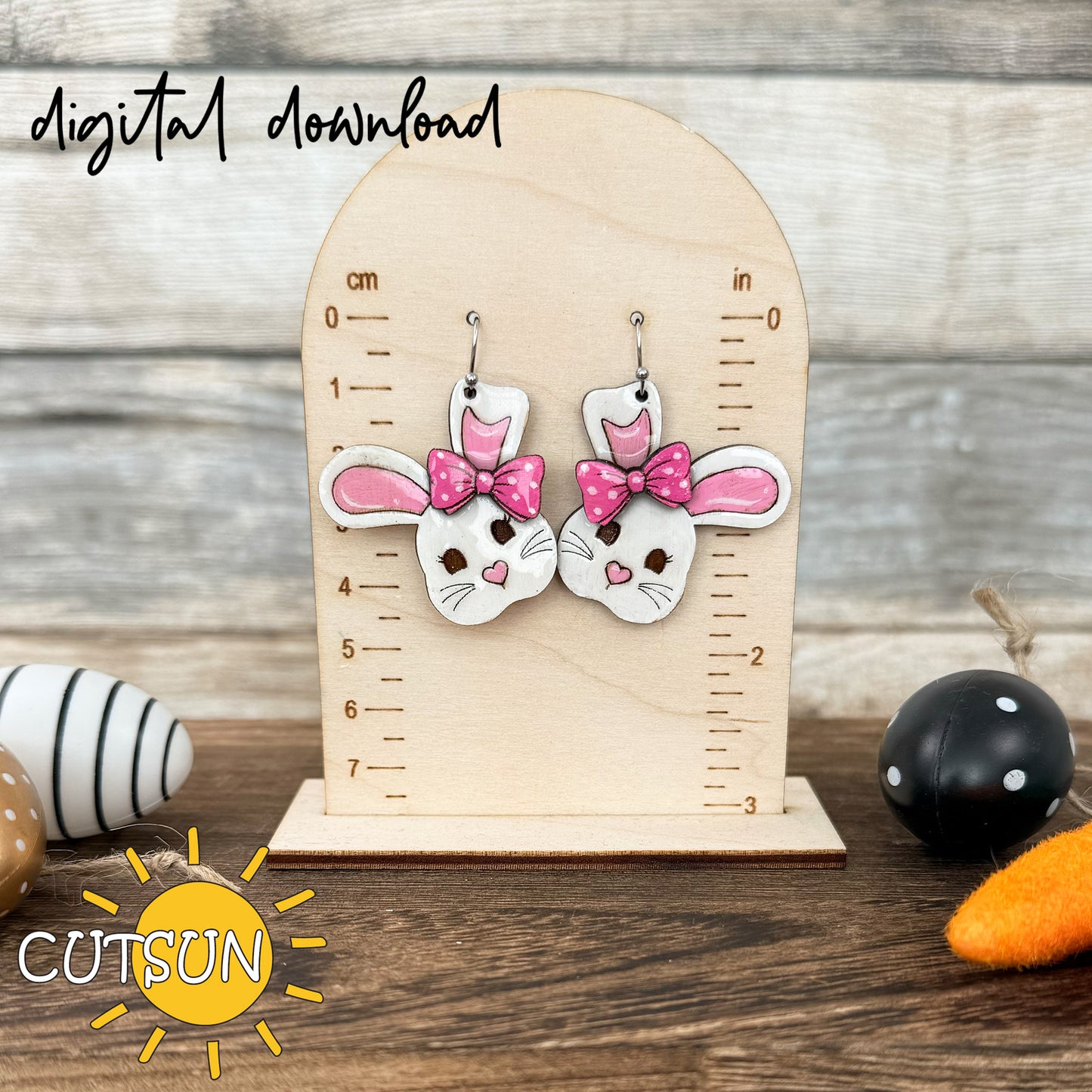 Easter Bunny Earring SVG | Floral Easter Earrings Svg | Laser Jewelry template