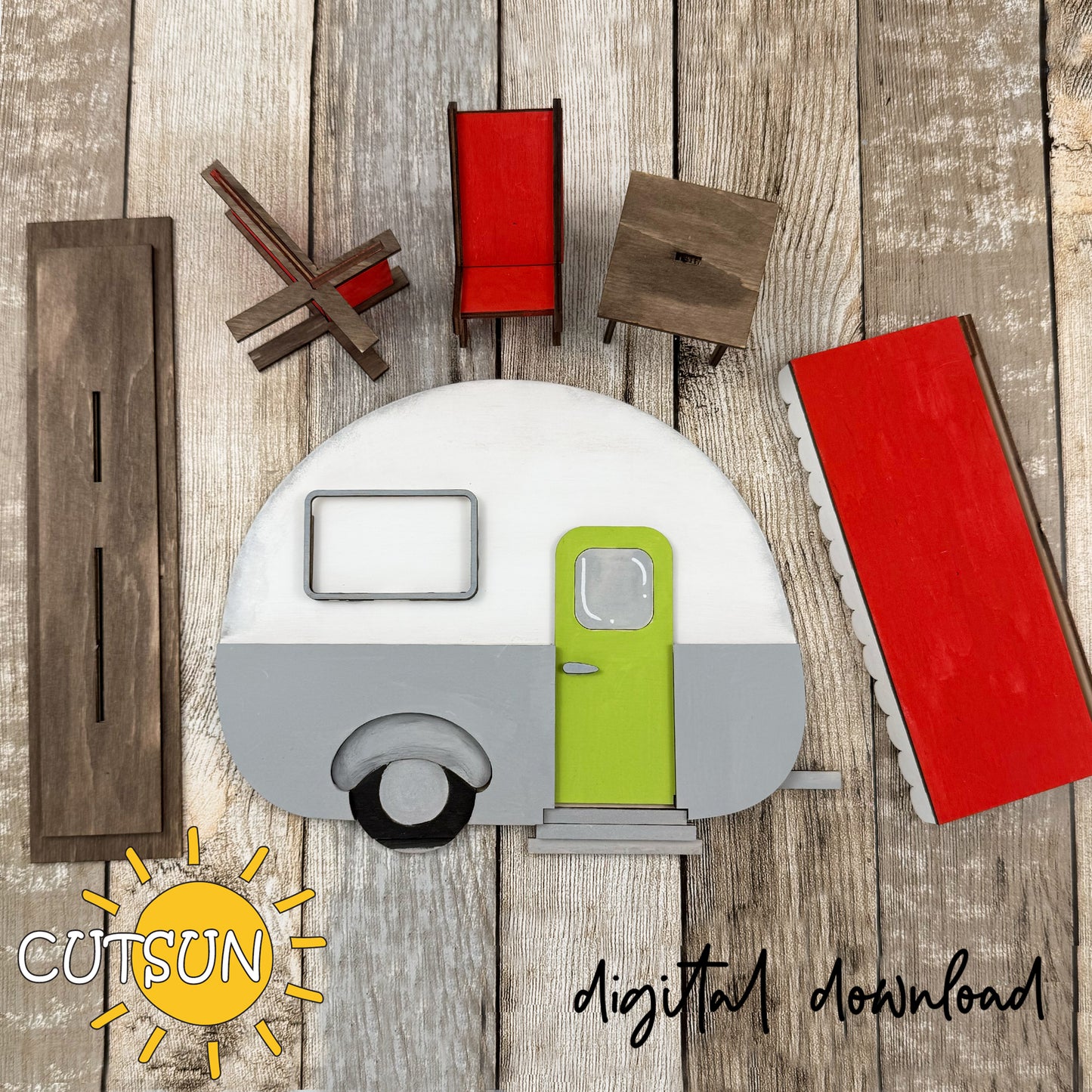 Interchangeable Camper Shelf decor | Laser cut file - base file