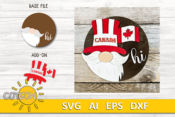 Interchangeable Round Gnome door hanger SVG Bundle CANADIAN VERSION Gnome svg Gnome hi door sign Glowforge SVG Laser cut file