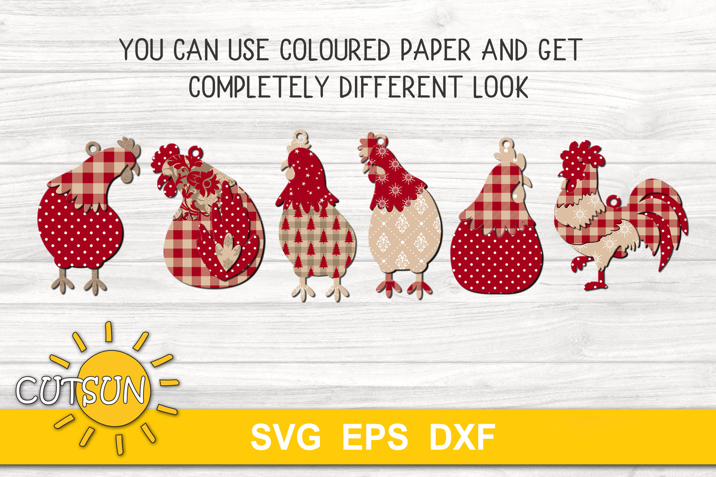 Chicken ornaments SVG bundle