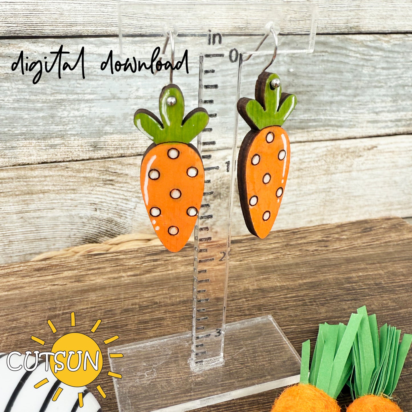 Carrot Earring SVG | Polka dot Carrot dangle earrings Svg | Laser Jewelry