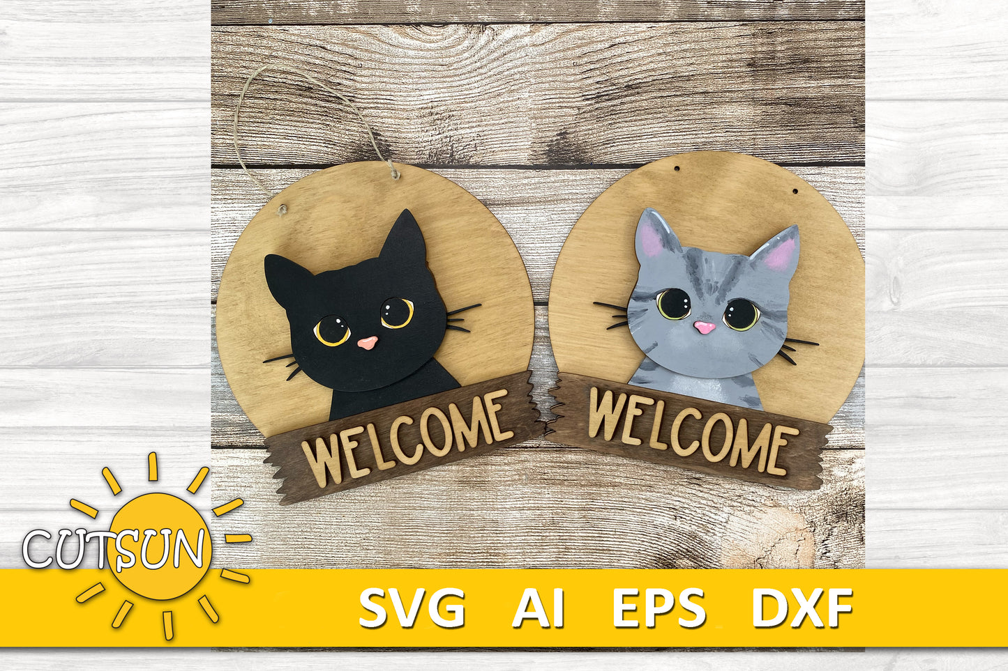 Cat door hanger SVG Round interchangeable door sign svg Cat svg BASE FILE Glowforge svg Laser cut file