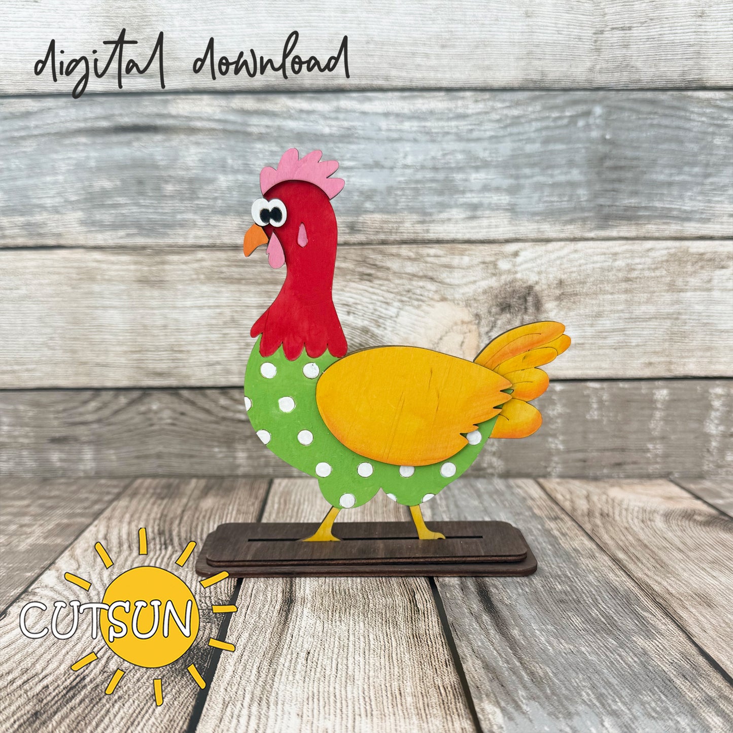 Chicken Shelf Sitter SVG – Laser Cut Base File for Interchangeable Add-Ons