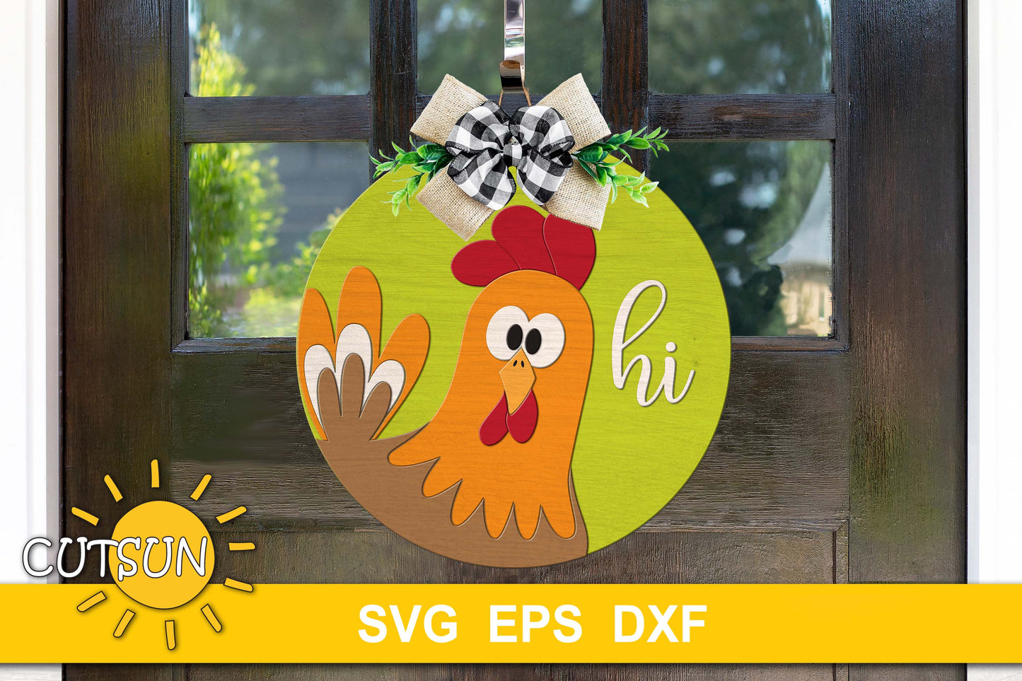 Chicken hi door hanger svg
