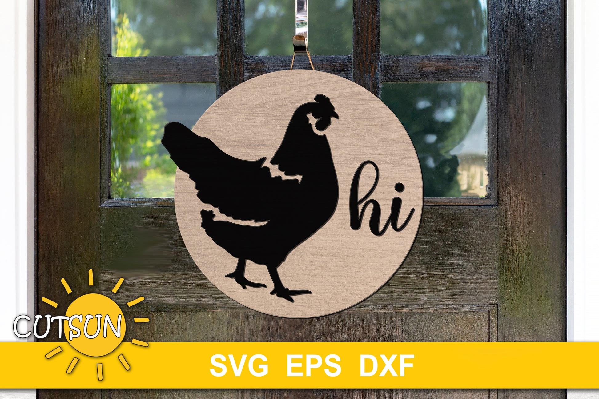 Chicken hi door hanger svg