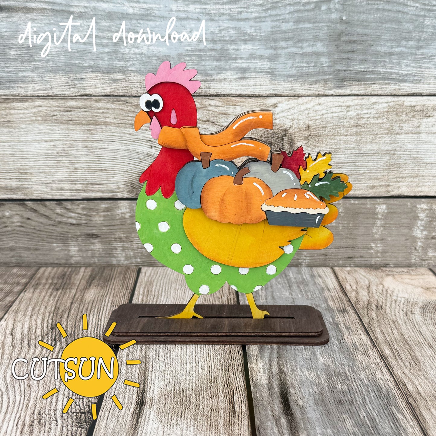 Thanksgiving Add-On SVG for Interchangeable Goose Door Hanger – Pumpkin Pie, Leaves & Fall Decor | Laser Cut File