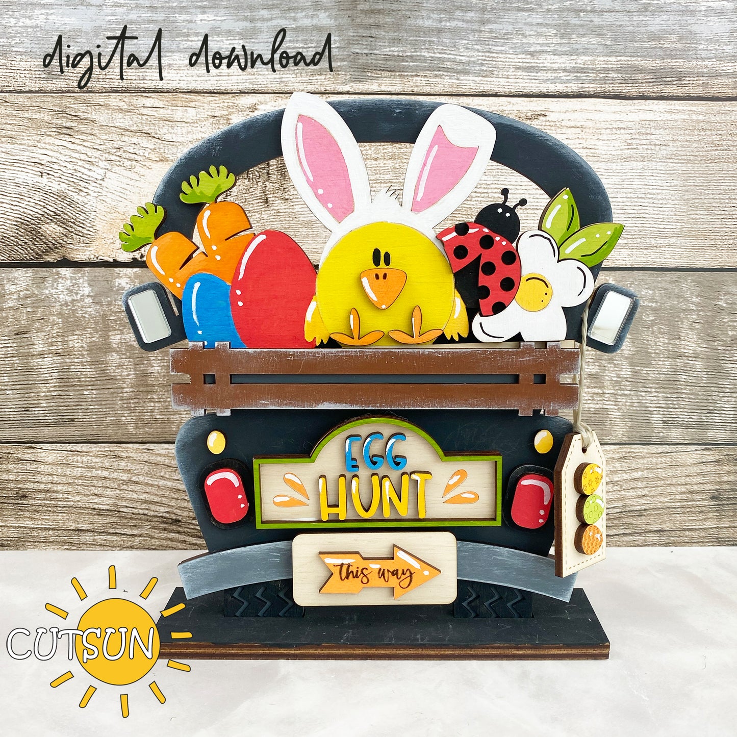 Chicken with Bunny ears Add-on for the Interchangeable truck SVG Laser cut file