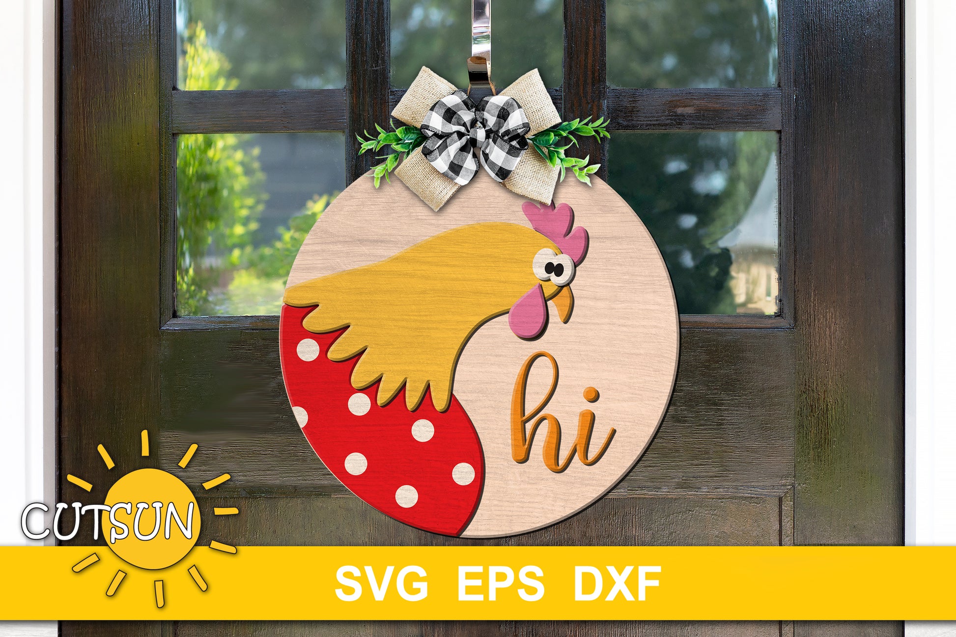 Chicken hi door hanger SVG