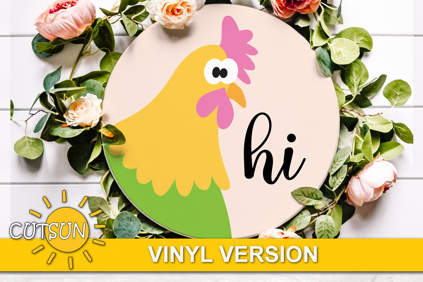 Chicken hi door hanger SVG
