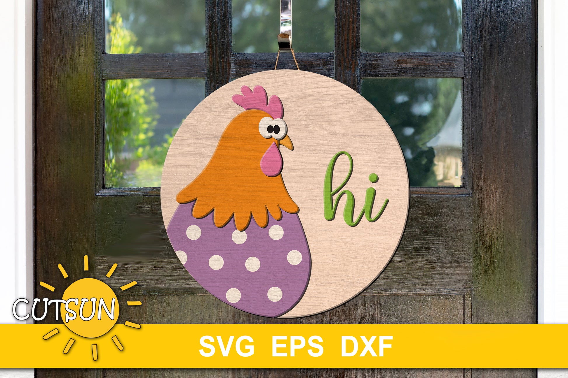 Chicken hi door hanger SVG
