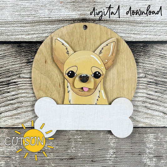 Personalized Chihuahua Christmas Ornament SVG – Layered Dog Ornament Laser Cut File for Holiday Pet Décor