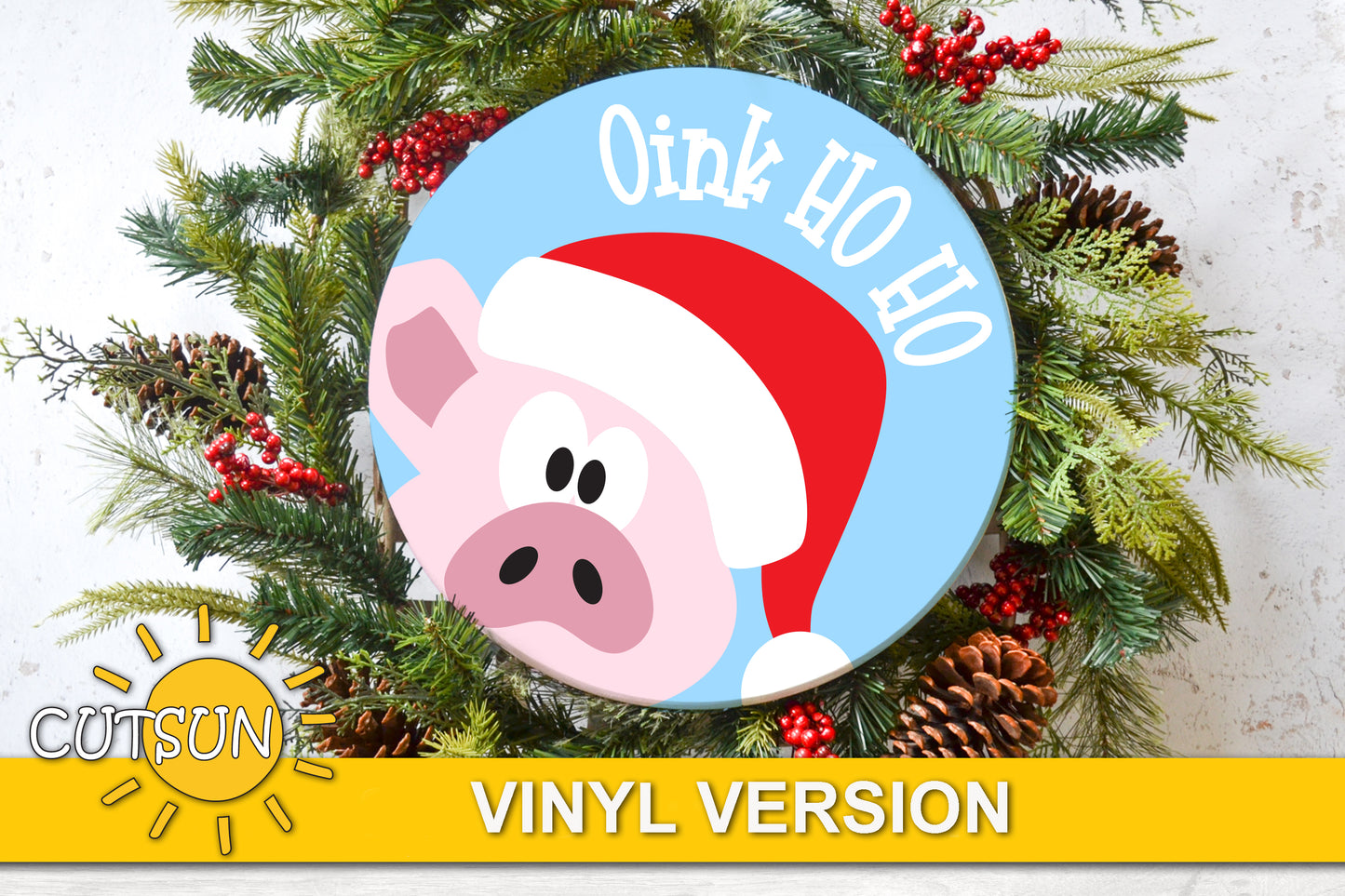 Christmas Pig door hanger SVG file for Cricut and Silhouette