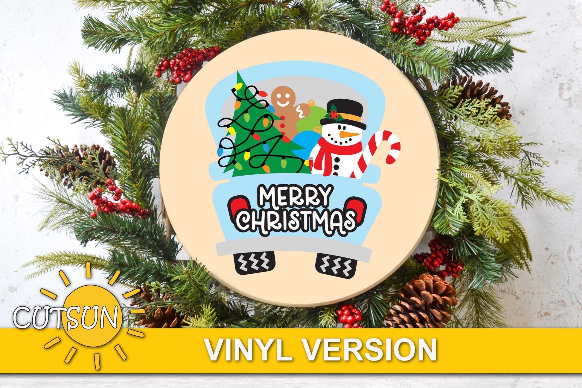 Christmas truck door hanger SVG cut file