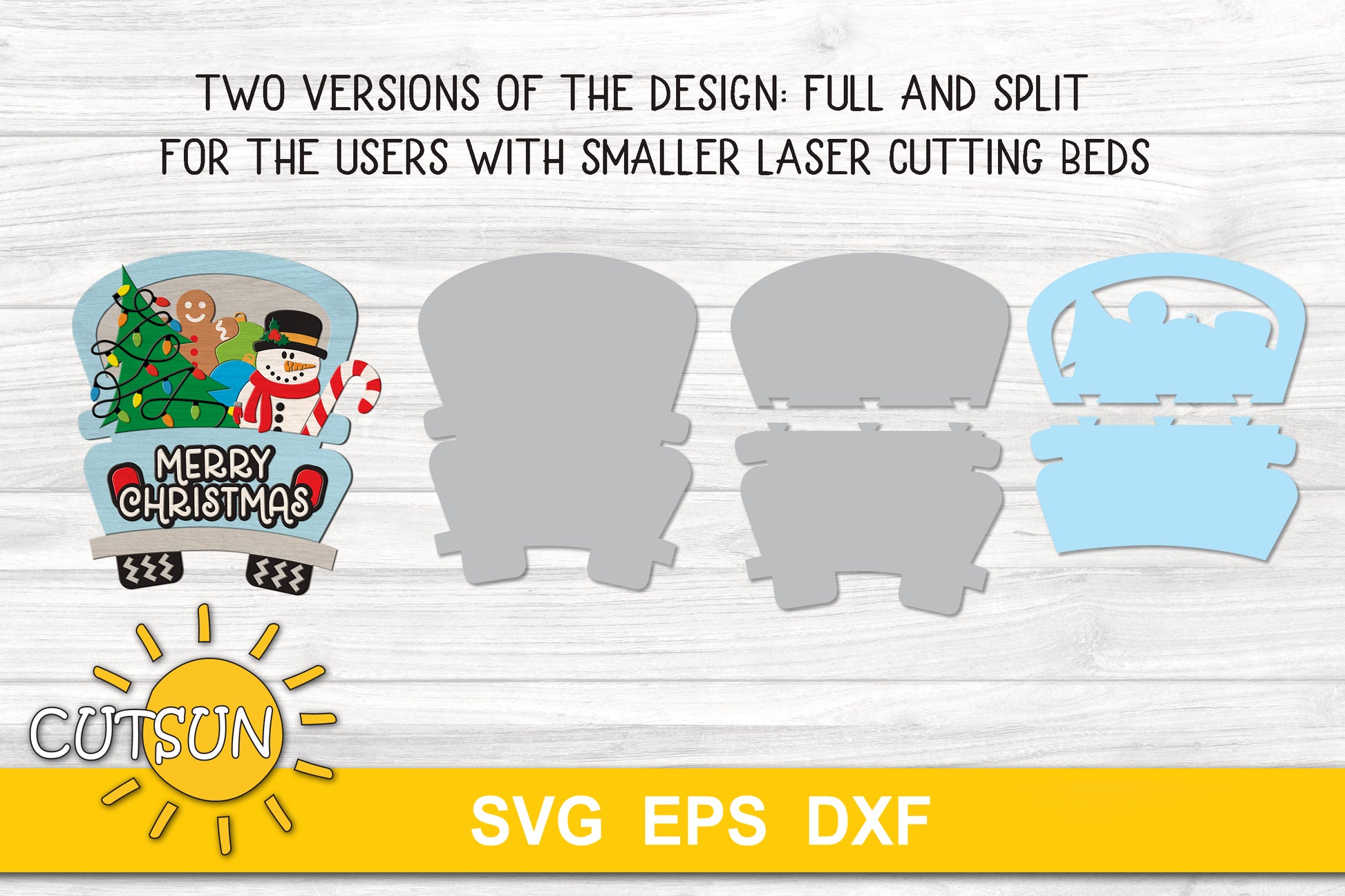 Christmas truck door hanger SVG cut file