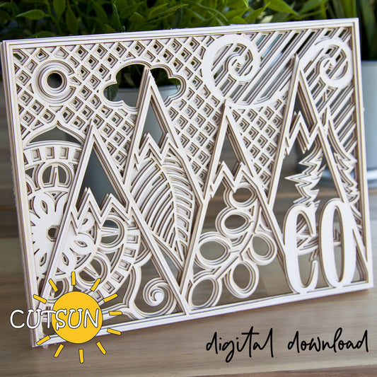 Decorative paper cutout with geometric patterns and 'WELCOME' text, featuring Cutsun logo.