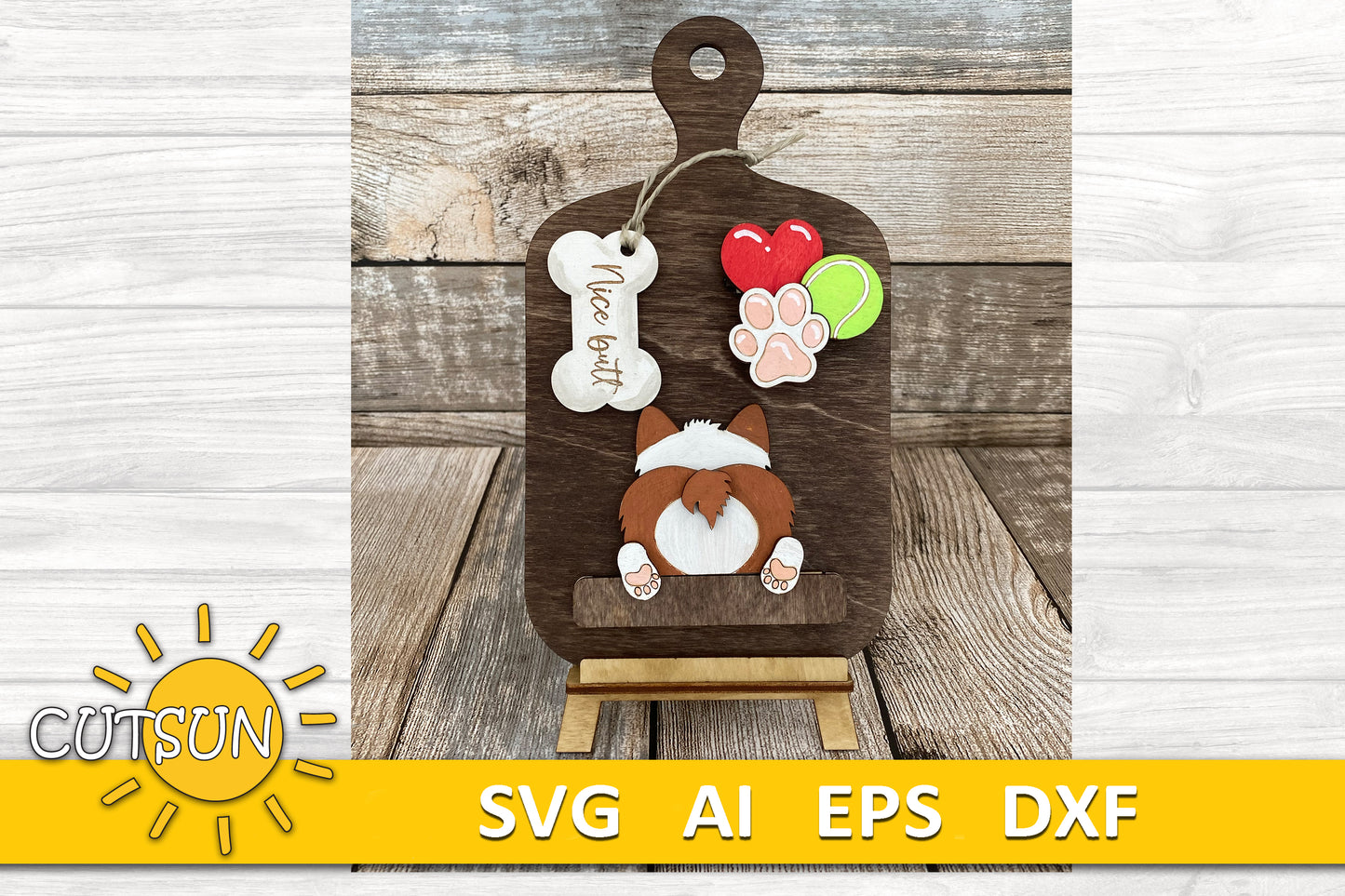 Corgi butt Add-on and Interchangeable Cutting board decor SVG Glowforge SVG Laser cut file