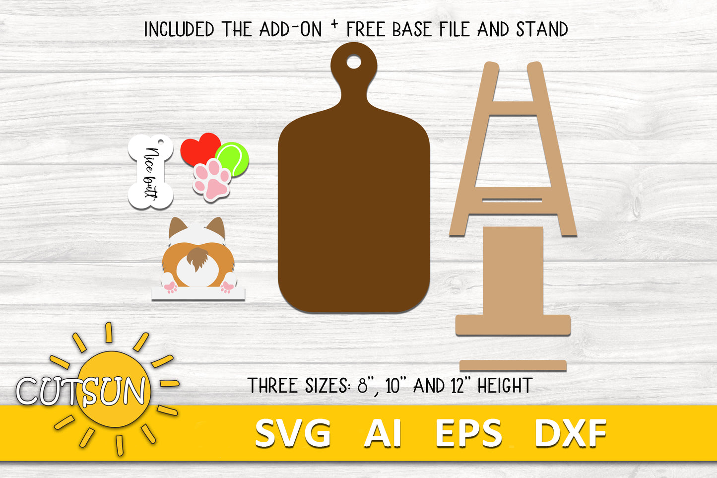 Corgi butt Add-on and Interchangeable Cutting board decor SVG Glowforge SVG Laser cut file