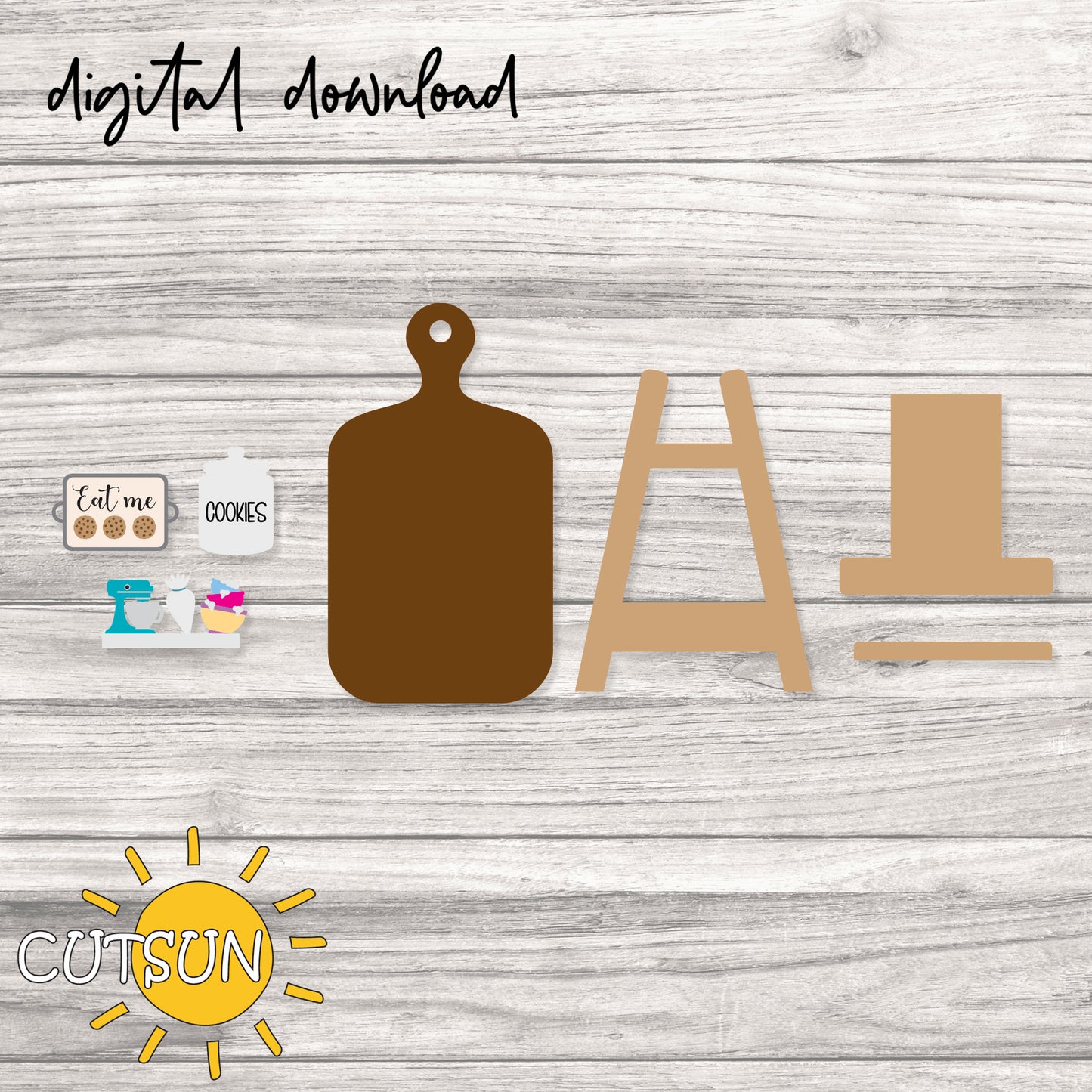 Cookies Interchangeable Cutting Board Decor SVG | Biscuit Shelf Sitter SVG | Cookie Jar Kitchen SVG | Bakery Laser Cut File