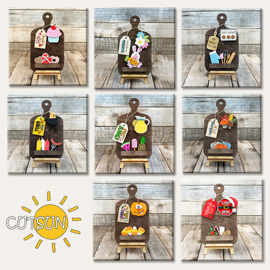 Digital download for a bundle of decorative faux cutting board shelf sitters.