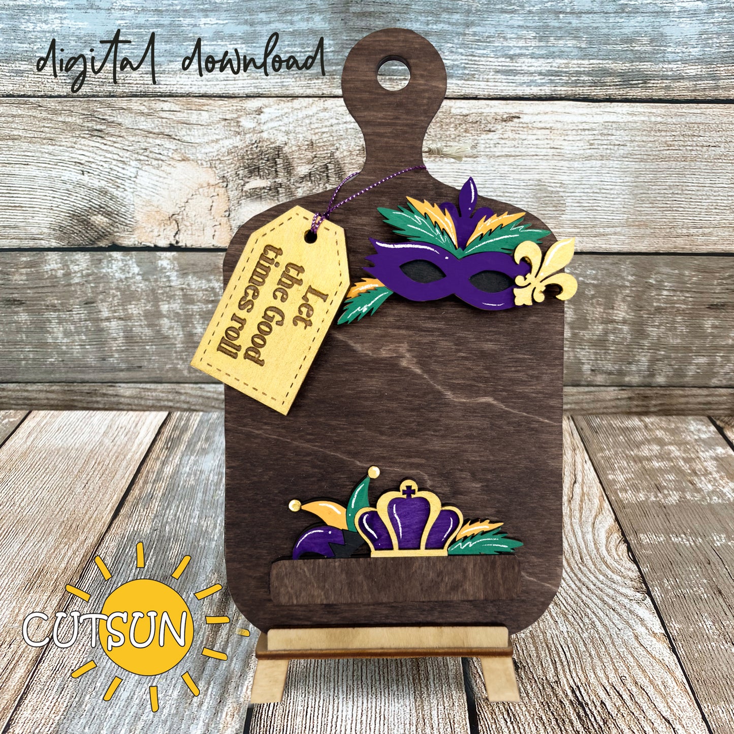 Mardi Gras Interchangeable Cutting board decor Laser cut file SVG