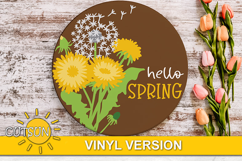 Welcome sign with a bouquet of dandelions SVG digital download for use with laser cutters and Cricut / Silhouette craft cutting machines