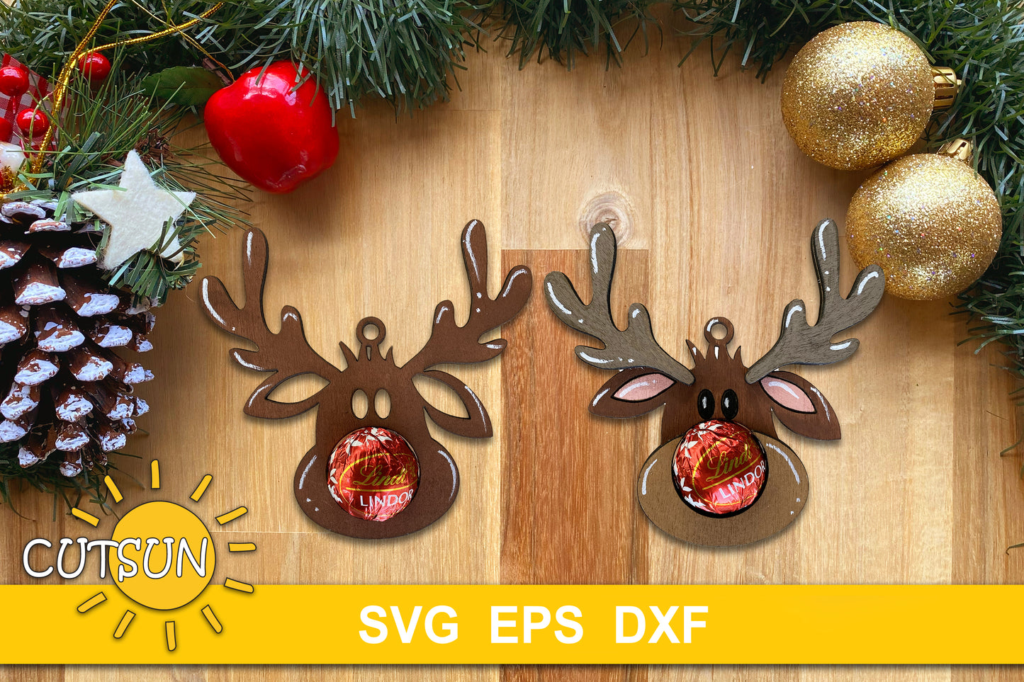 Reindeer ornament Chocolate holder SVG
