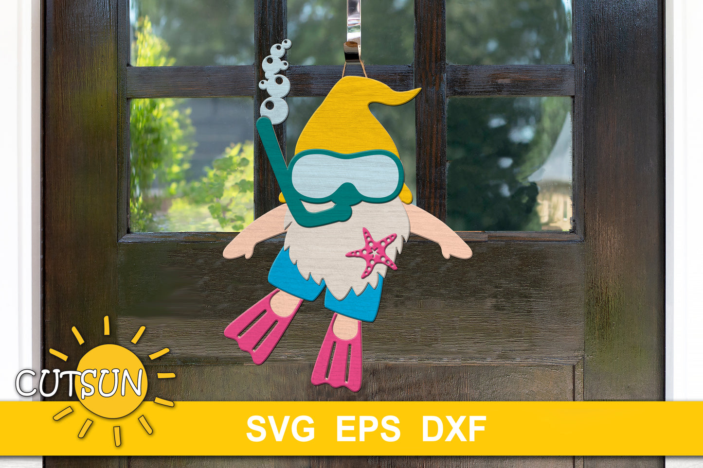 Diving gnome door hanger svg