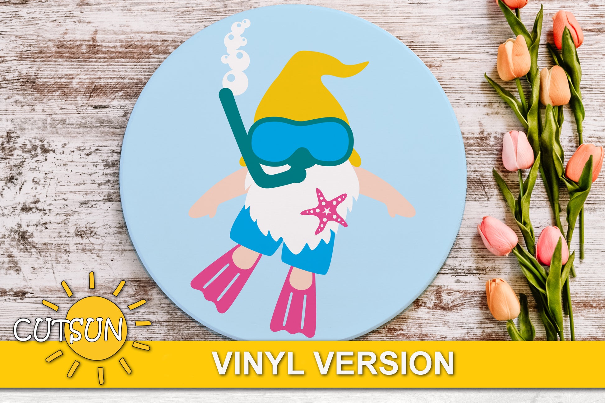 Diving gnome door hanger svg