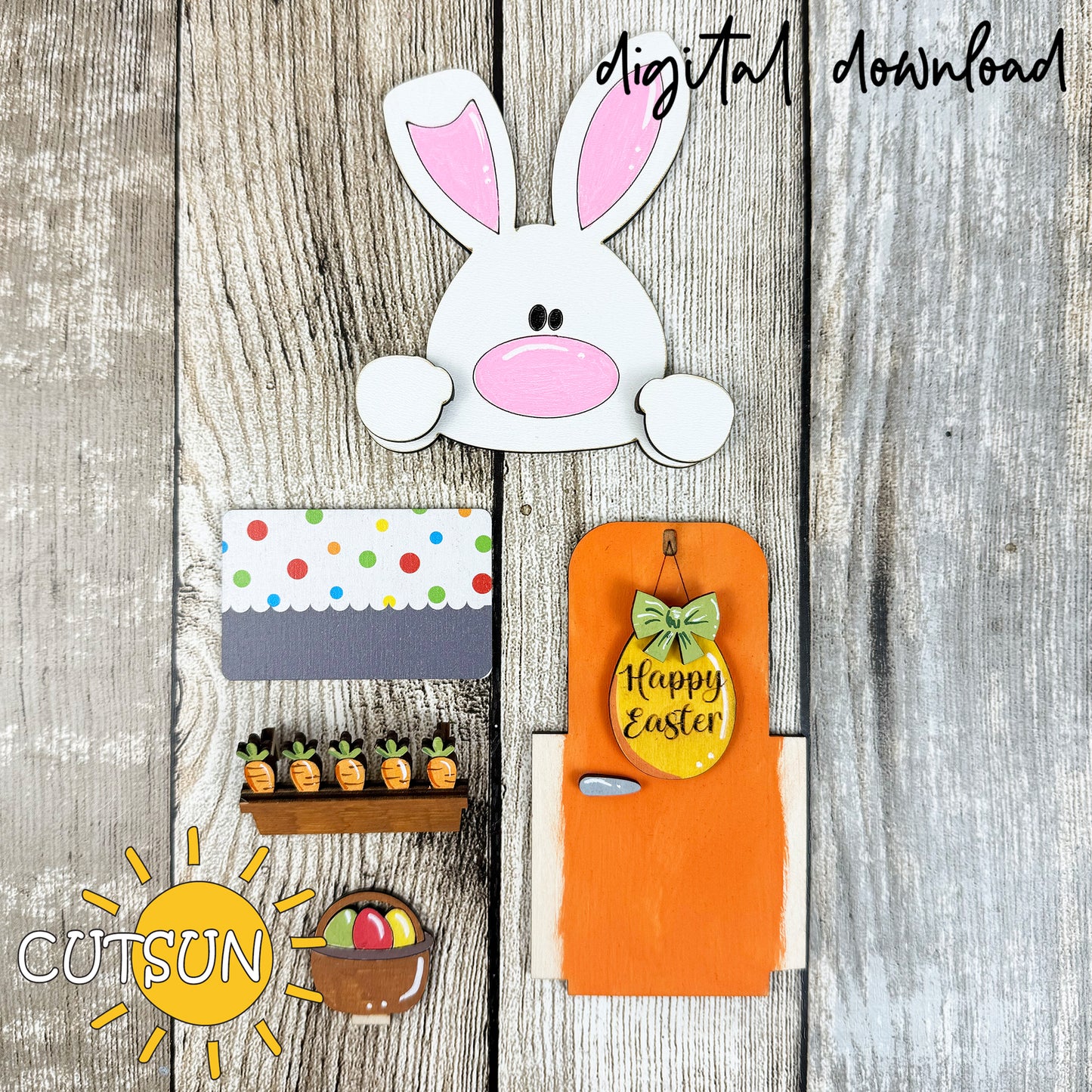 Happy Easter SVG Add-on for Interchangeable camper SVG | Easter shelf decor Laser cut file