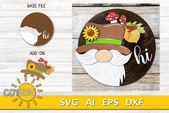 Interchangeable Round Gnome door hanger SVG Bundle CANADIAN VERSION Gnome svg Gnome hi door sign Glowforge SVG Laser cut file
