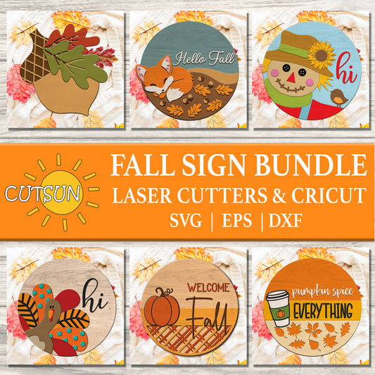 Fall Door hangers SVG bundle | Thanksgiving door sign svg bundle