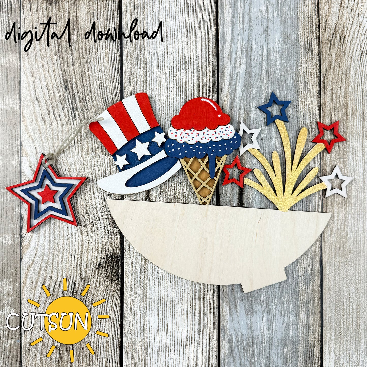 Fourth of July SVG Add-on for Interchangeable Upside down umbrella SVG Laser cut file