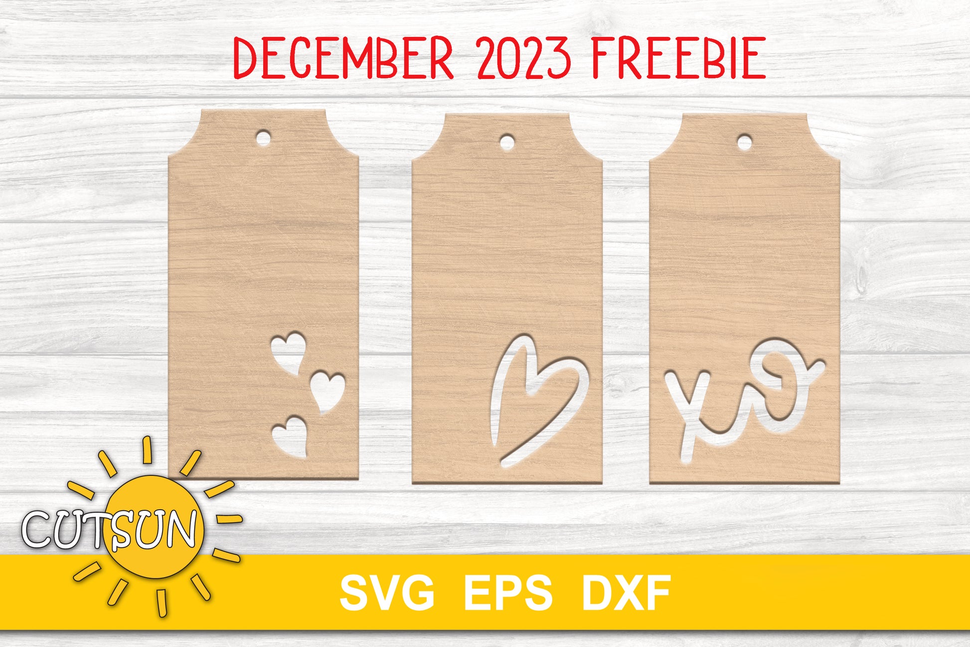 Valentine's day tags SVG cut file for use with laser cutters or Cricut / Silhouette craft cutting machines