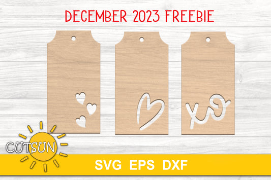 Valentine's day tags SVG cut file for use with laser cutters or Cricut / Silhouette craft cutting machines