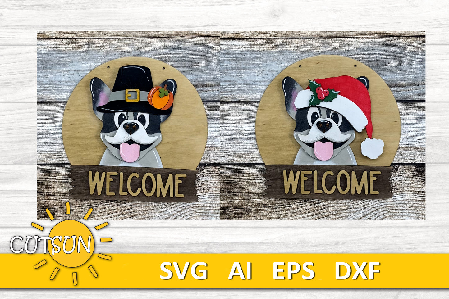 Frenchie Interchangeable door hanger SVG BASE FILE