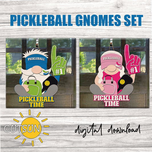 Pickleball gnome door hanger SVG | Pickleball fan door hanger SVG